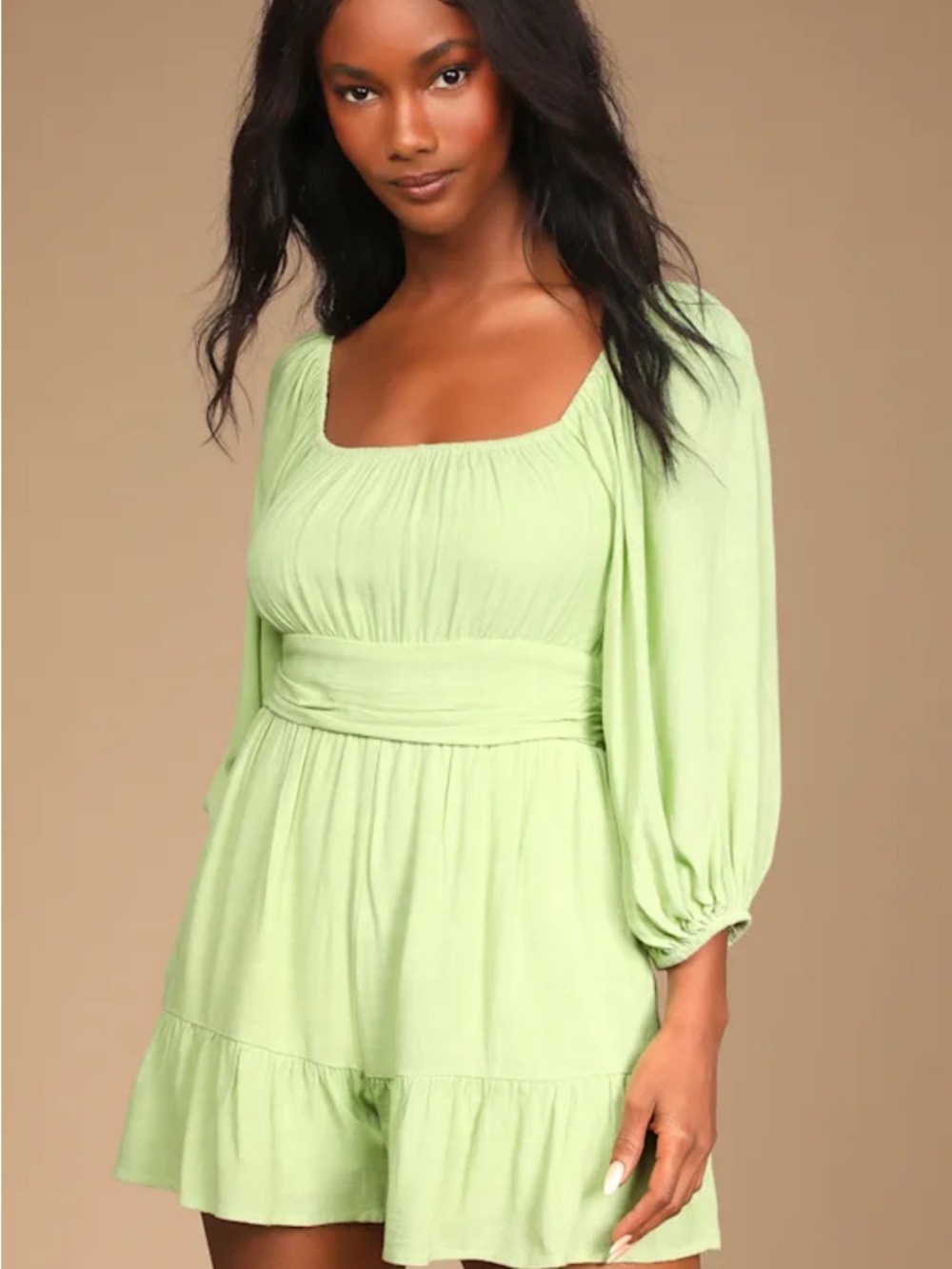 Green midi sleeve romper